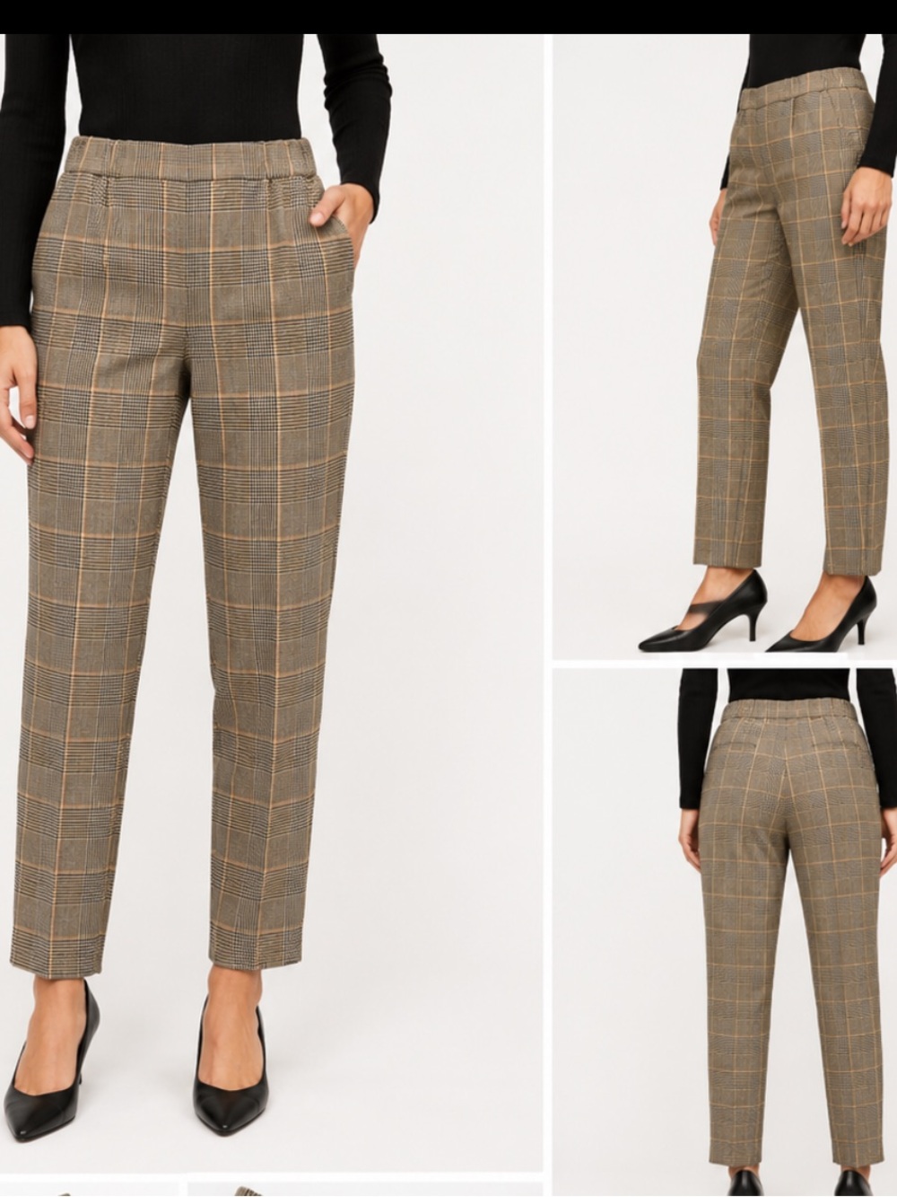 Aritzia Wilfred darontal plaid tan black pants size 10